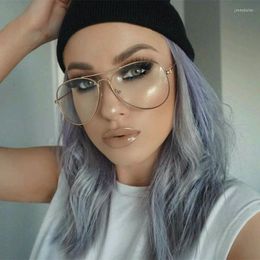 Sunglasses Frames 2023 Fashion Unisex Big Round Oversize Clear Lens Chic Eye Glasses Vintage Retro Metal Frame Solid Alloy