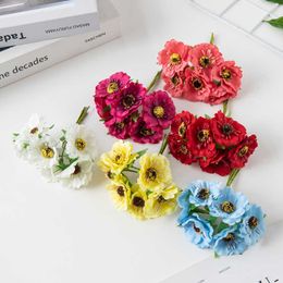 Decorative Flowers Wreaths 60Pcs Silk Cherry Christmas Decorations Home Stamen Mini Bouquet Wedding Diy Garland Artificial Flowers for Scrapbooking Crafts