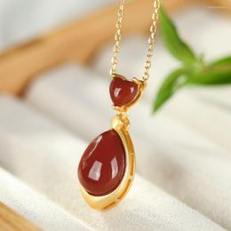 Pendant Necklaces Simple Elegant Hetian Jade Choker Lucky Water Drop Necklace Women Clavicle Chain Temperament Jewellery Gifts For Girl