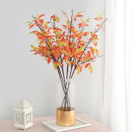 Decorative Flowers Autumn Feel Real Touch Fulu Artificial Plants With Fruit Garden Bushes Fake Orange Leaves Faux Plant For Home Decoration