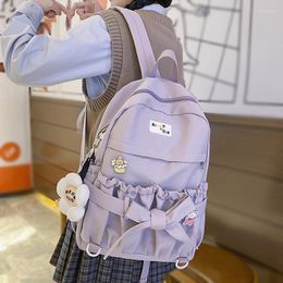 School Bags Korean Style Women Sweet Backpack Large Capacity Open Pockets Kawaii Female Bow For Teenager Girls Travel Backpacks