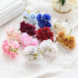 Decorative Flowers Wreaths 18PCS Artificial Flowers Mini Silk Bouquet Wedding Decorative DIY Wreath Christmas Decoration Vase for Home Garden Scrapbooking