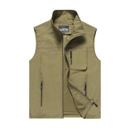 Men's Vests Vest Coat Men Plus Size M-7XL Spring Summer Outwear Breathable Mesh Tactical Stand Collar Waistcoat