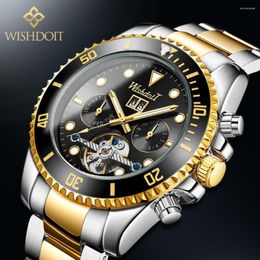 Wristwatches WISHDOIT Original Design Men's Casual Watch Men Automatic Mechanical Sports 30m Waterproof Stainless Steel Wrist