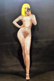 Stage Wear Sparkly Crystals Jumpsuit Big Diamonds Sexy Bodysuit Performance Women's Birthday Celebrate Luxurious Shining Costume