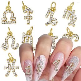 Nail Art Decorations 10pcs Constellation Glitter Charm Diamond 12 Alloy Charms Luxury Crystal Parts Rhinestone Zodiac