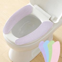Toilet Seat Covers 1 Pair Portable Reusable Warm Soft Cushions Washable Paste Type Cushion Bathroom Fitting Household Supplies