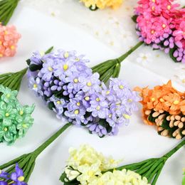 Decorative Flowers Wreaths 12/36pcs Artificial Daisy Flower Small Silk Flower Bouquet Wedding Party Decoration Home DIY Wreath Gift Box Scrapbook Supplies T230217