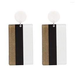 Dangle Earrings Pink Black Square Acrylic Pendant For Girls Korean Fashion Street Shoot Trending Large Jewelry Accessories
