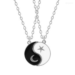 Pendant Necklaces 2 Pieces / Set Simple Necklace Retro Round Tai Chi Yin Yang Alloy Fashion Jewelry Men And Women Good Friends Gift