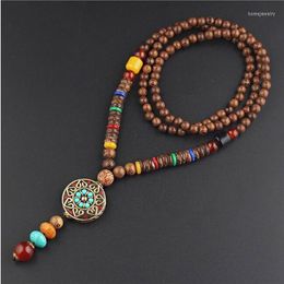 Pendant Necklaces 2023 Vintage Nepal Long Buddhist Mala Wood Beaded & Necklace Ethnic Bohemian Boho Buddha Lucky Jewelry For Women Men