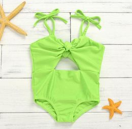 Infant One-piece Swimsuit Baby Girl Children Suspender bows Swimwear Kids Clothing