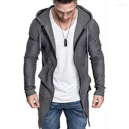 Men's Hoodies 2023 Mens Hooded Solid Trench Coat Jacket Cardigan Long Sleeve Outwear Male Autumn Winter Slim Fit Top Casual