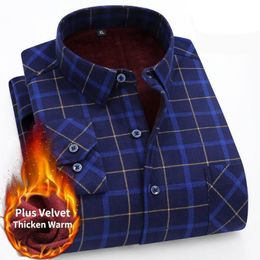 Men's Casual Shirts Autumn Winter Flannel Shirt Keep Warm Thicken Plaid Thick Long Sleeve Man Blouse Fashion Camisas MasculinasMen