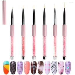 Nail Art Kits Acrylic Pink Diamond Drawing Pen Soft Slender Brush UV Color Gel DIY Tools For Manicure