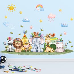 Wall Decor Lion paper Elephant Sticker Animals Stickers for Kids Room paper Animal Children's Nursery Baby 230220