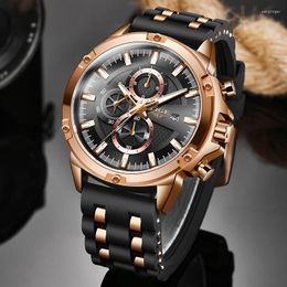 Wristwatches LIGE Military Silicone Sport Men Watches Fashion Luxury Watch Business Dress Quartz Man Waterproof Luminous Clock 2023