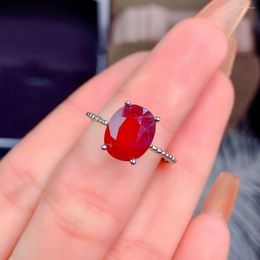 Cluster Rings Natural Ruby Ring Large Grain Pigeon Blood Red Luxury Fashion Ladies Jewellery S925 Sterling Silver Plated 18K Gold Engagement