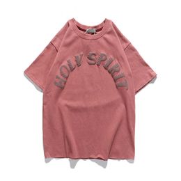 Men's T-Shirts 3D Foam Letter Print Shortsleeved Tshirt Men and Women O Neck Streetwear Cotton Harajuku Loose Casual Tshirt Z0220