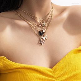 Chains Vintage Butterfly Necklace Multilayer Women's Temperament Style Combination Jewellery