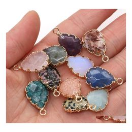 Charms Gold Claw Edge Healing Waterdrop Natural Stone Rose Quartz Crystal Pendant Diy Necklace Women Fashion Jewellery Finding Hjewelr Dhri7