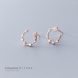 Stud Earrings Colusiwei Twinkle Stars Bright Clear CZ C Shape Earring For Women Real 925 Sterling Silver Fashion Jewellery