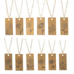Pendant Necklaces Hiyong Birth Flower Necklace Charm Stone Birthday Gifts Women Jewelry Pendants Drop