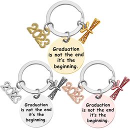 Key Rings Keychain 2023 Year Graduation Gift for Student School College Women Men Stainless Steel Encourage Word Letter Chain