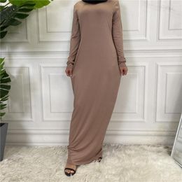 Ethnic Clothing Middle East Dubai Under Abaya Turkey Inner Dress All Match Arrivals Muslim Women Stretchy Soft Maxi Islamic