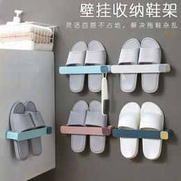 Clothing Storage & Wardrobe Bathroom Slipper Rack Punching-free Wall Hanging Shoes Space