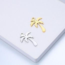Charms 2Pcs Stainless Steel Gold Platde Small Flower Tree Necklace Pendant For Diy Earrings Bracelet Jewellery Making FindingsCharms