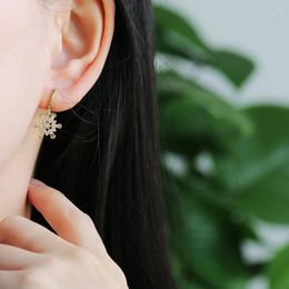 Stud Earrings Fashion Zircon Pendant Sweet Temperament Hollow Gold-plated Snowflake Jewellery Wholesale