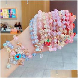 Jewelry New Cartoon Childrens Bracelet Female Princess Glass Beaded Cute Girl Baby Student Accessories Drop Delivery Kids Maternity Dhinp