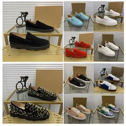 Low Top Platform Sneakers Designer Casual Shoes Supicers Spikes Party Flat Red Men Men Fashion Luxury Flat 13 camurça Classic Leather Treinadores Vintage Tamanho 36-47