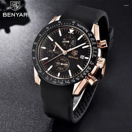 Wristwatches 2023 BENYAR 5140 Watch Men Top Brand Waterproof Quartz Luxury Chronograph Military Sport Date Men's Relogio Masculino