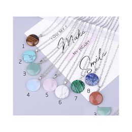 Pendant Necklaces Fashion Circle Crystal Necklace Opal Turquoise Natural Stone Druzy Jewellery With Stainless Steel Chain Drop Deliver Dhbws