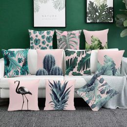 Pillow Tropical Cover Plant For Living Room Sofa Decorative Pillows 45x45 Linen Throw Kussenhoes Nordic Home Decor /Decorativ