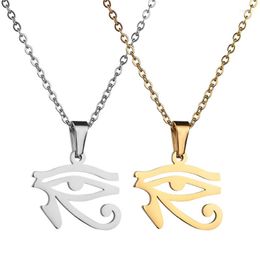 Pendant Necklaces Aroutty Egyptian Gods Power Eye Necklace Of Horus Stainless Steel Clavicle Chain For Man And Woman