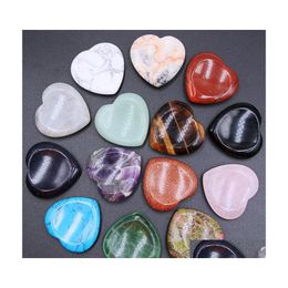 Stone Natural Thumb 40X8Mm Worry Mas Palm Hand Crystal Loving Heart Shape Gemstone Gua Sha Tool Healing Beauty Gem Craft Home Drop D Dh354