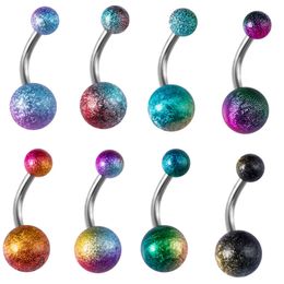Navel & Bell Button Rings Piercing for Women Matting Ball Colourful Surgical Steel Summer Beach Fashion Body Jewellery