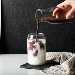 Wine Glasses Kitchen Glass Cup Coffee Milk Mug Tea Juice Drinking Container With Straw High Borosilicate Durable Drinkware Water Bottles