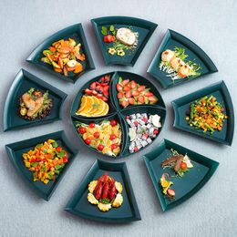 Plates Salad Set Scramble One Round Creative Tray Gourmet Fruit Emerald Tableware Dinnerware Dish Kitchen Accessories