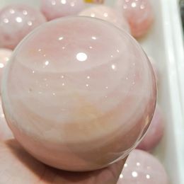 Decorative Figurines 9cm 1pc Natural Pink Crystals Ball Crystal Gemstone Rose Quartz Sphere Healing Home Decoration Gift Ornament