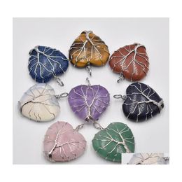 Charms Natural Stone Crystal Tree Of Life Heart Pendants Roses Quartz Wire Wrapped Trendy Jewellery Making Hjewelry Drop Delivery Find Dhane