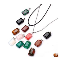 Pendant Necklaces Natural Stone Rec Necklace Opal Tigers Eye Pink Quartz Crystal Chakra Reiki Healing Pendum Drop Delivery Jewellery Pe Dhrvh