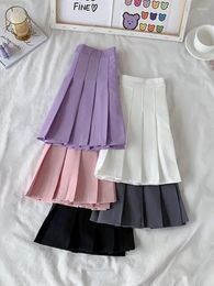 Skirts Black Skirt Female Summer High Waist Gothic Anti-Glare A-Line Pleated Short Purple Ins Tide Ulzzang