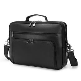 Briefcases Luufan Cowhide Leather Crossbody Bag Men Waterproof Briefcase Handbag Male Business 15.6'' Laptop Large Capacity Shoulder