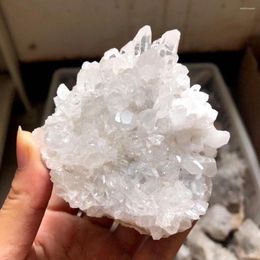 Decorative Figurines Natural Clear Rock Quartz Crystal Chrysanthemum Cluster White Point Geode Reiki Healing Home Decor Gift