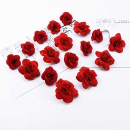 Decorative Flowers Wreaths 10 Pieces Red Roses Scrapbooking Flowers Wall Bridal Accessories Clearance Christmas Decorations for Home Artificial Flowers T230217