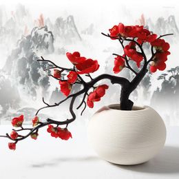 Decorative Flowers Artificial Plum Blossom Plants For Home Decor Chinese Style Fake Plantas Artificiales Para Decoracion Vases